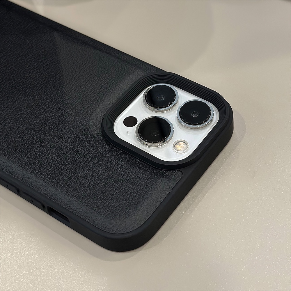 เคสโทรศัพท์มือถือหนังนิ่ม สีดํา สําหรับ IPhone 15 15pro Max 13 Mini 14 14pro 14max 12 11 Pro Max IX XR SE2 Plus - รูปที่ 2