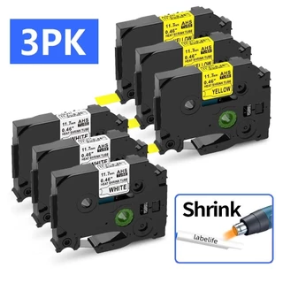 3Pack Multisize เทปท่อหดความร้อน HSe-211 221 231 ทํางานสําหรับ Brother Label Maker PTE550W E1000PRO