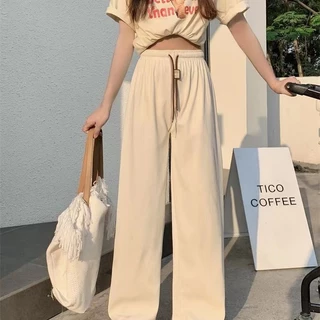 (Y-58) กางเกงเอวสูง ผ้าลูกฟูก แต่งเชือกรูดด้านหน้า เอวยืด