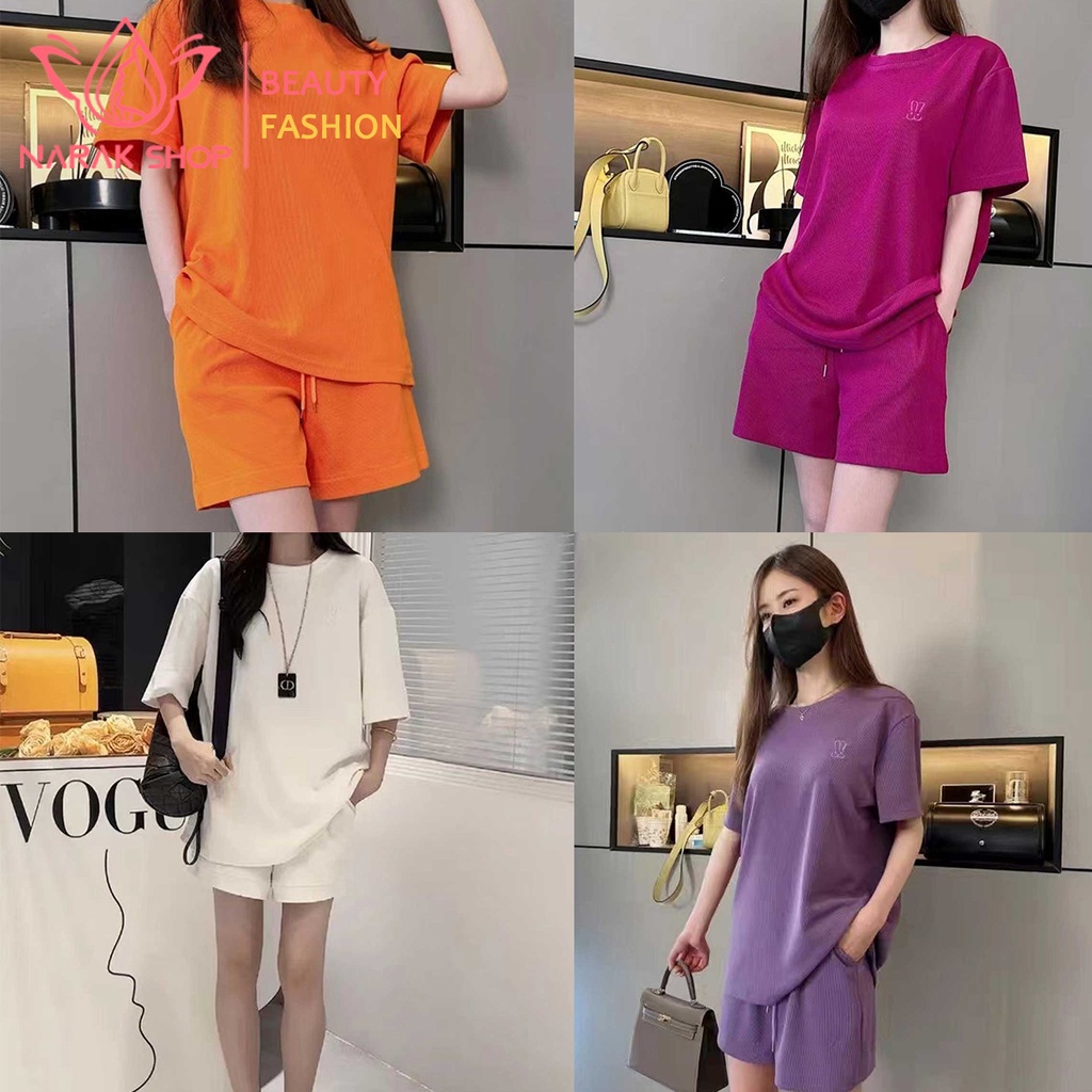 ชุดเซ็ตสไตล์สาวเกาหลี  เนื้อผ้าใส่สบาย สายชิลล์