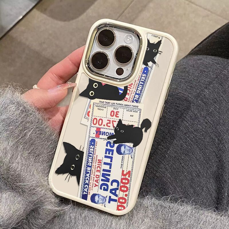 เคสโทรศัพท์มือถือ ผิวด้าน กันกระแทก ลายแมวตัวเล็ก สีดํา สําหรับ Apple Iphone 14promax 13 12 11 7 8p 15promax LG2Y