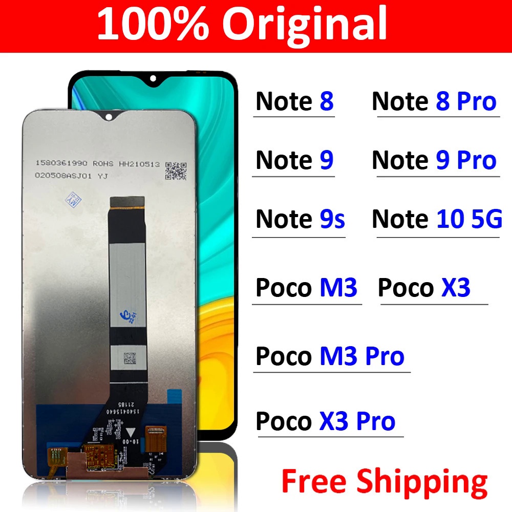 Original จอแสดงผล LCD หน ้ าจอสัมผัสเปลี ่ ยน Digitizer Assembly สําหรับ Xiaomi Redmi หมายเหตุ 7 8 9 9S 10 5G 9T / Poco M3 X3 Pro
