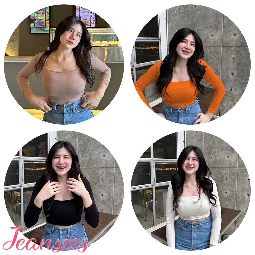 พร้อมส่ง เสื้อครอปเเขนยาวเรียบผ้านิ่มใส่สบาย ใส่ออกมาแล้วแซ่บสุด