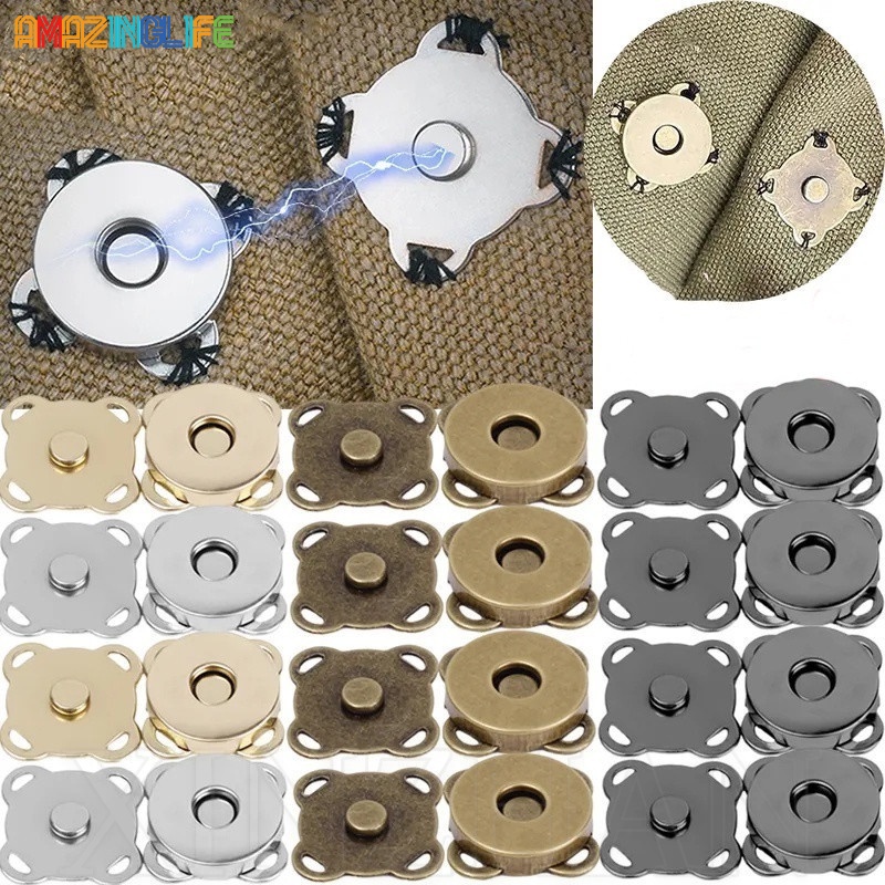 กระดุมแม่เหล็ก แฮนด์เมด DIY อุปกรณ์เสริม สําหรับเย็บกระเป๋า 1 คู่