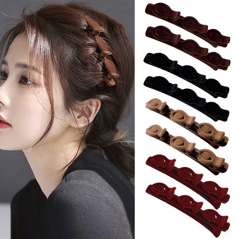 กิ๊บติดผม แบบถัก หน้าม้าคู่ เครื่องประดับ สําหรับผู้หญิง