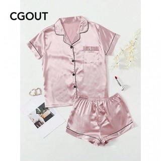 Conjunto Pijamas Conjunto Mulher Calção de Seda Ice Top Loose Plus Loungewear