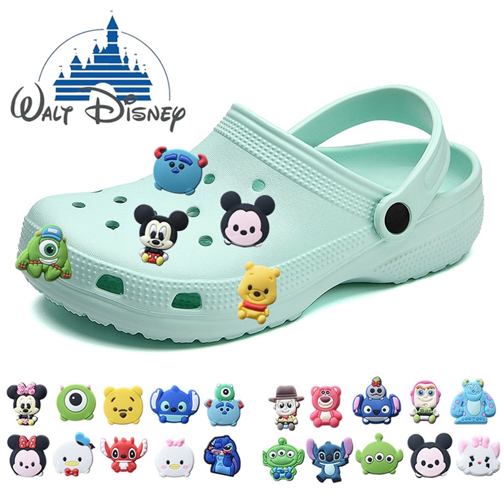 การ์ตูน Disney Mickey รองเท้าอุปกรณ์เสริมผู้หญิง Donald Duck Jibbits สําหรับ designcs Stitch Minnie 
