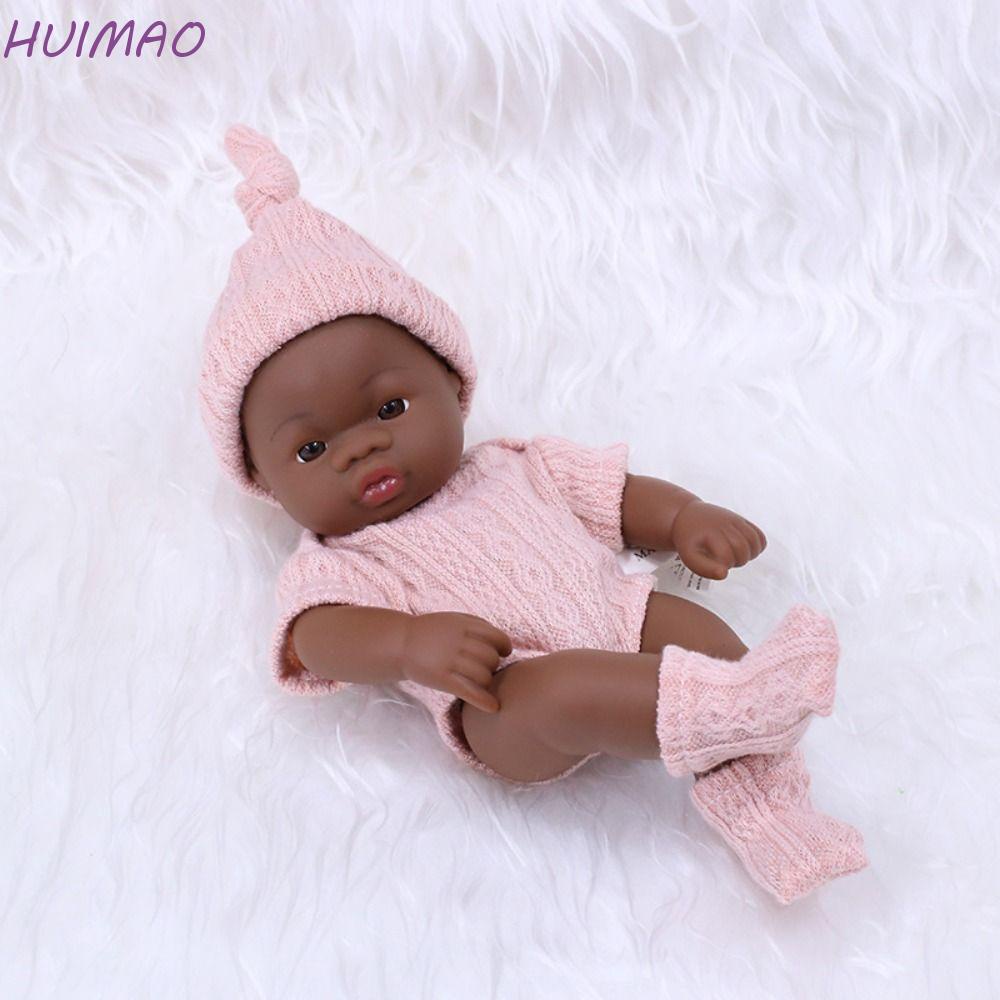 Huimao ตุ๊กตาเด็กแรกเกิด ซิลิโคนนิ่ม ขนาดเล็ก 20 ซม. 20 ซม. สีดํา สําหรับเด็กผู้หญิง