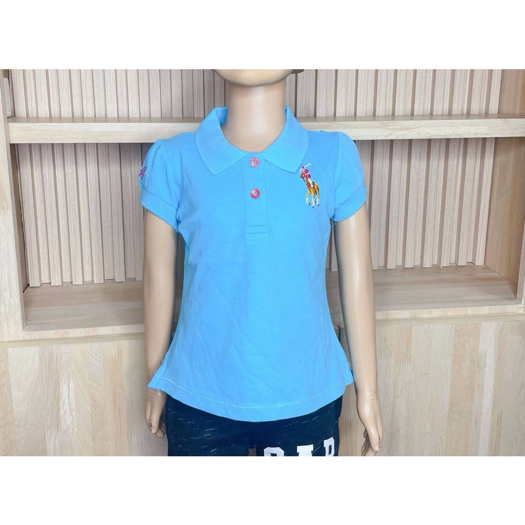 *** ลดล้างสต็อก*** เสื้อ PoLo เด็ก สีฟ้า สำหรับเด็กผู้หญิง คอปก ไซส์เด็ก 1-7 ปี