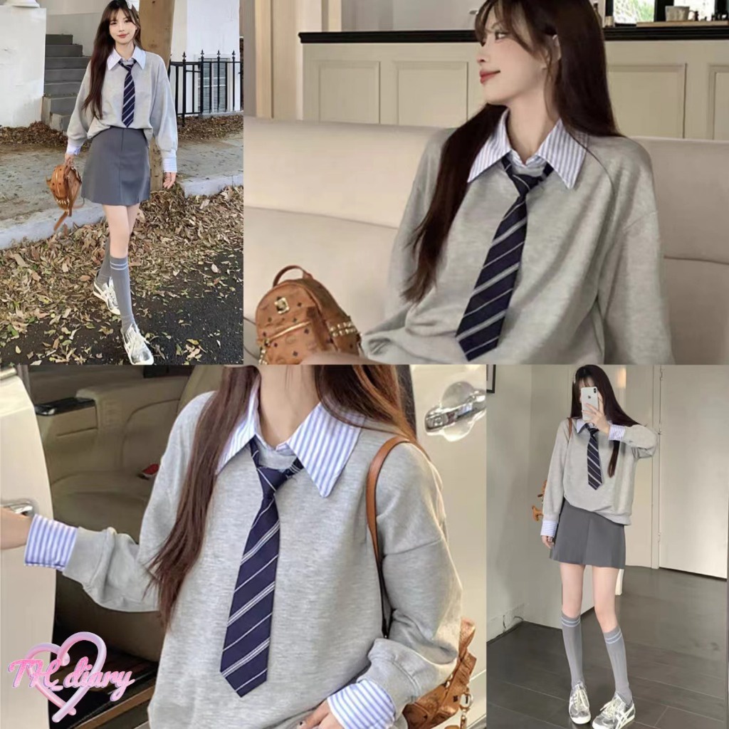 (จัดส่งกรุงเทพฯ) รุ่นใหม่ในฤดูใบไม้ร่วง สไตล์เกาหลี เสื้อตัวเมียยาวที่ทันสมัย