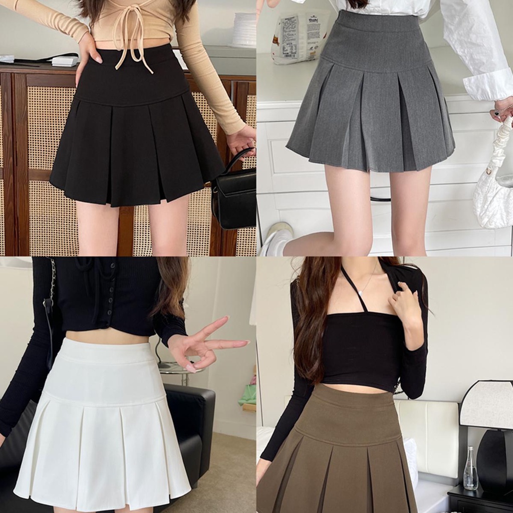 Anna 8803 พลีสสั้น สไตล์เกาหลี ที่เกาหลีใส่กันเยอะมากก แฟชั่น น่ารักแต่งตัวง่าย มีซับในตัว