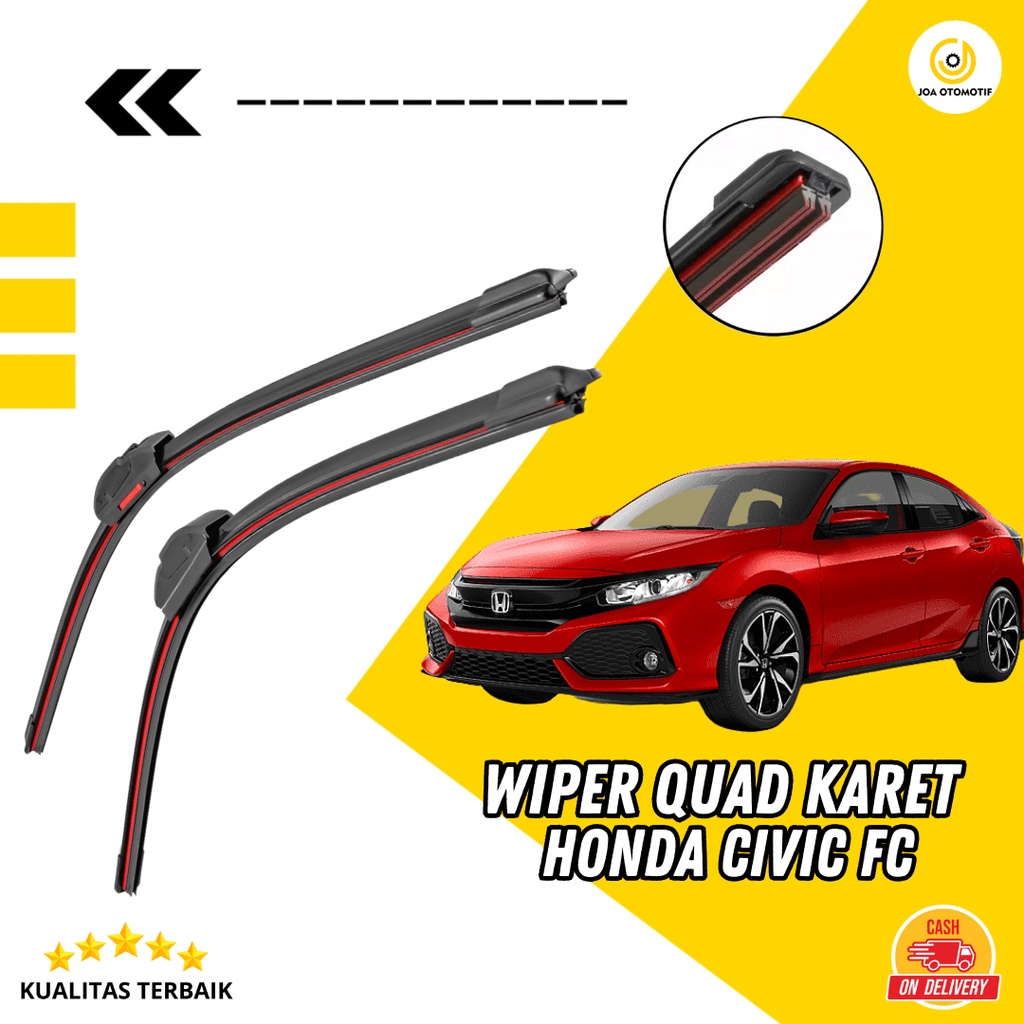 Honda Civic FC Quad Blade ที่ปัดน้ําฝนรถยนต์ 4 ยาง - ดีไซน์ไร้กรอบ 1 ชุด ซ้ายและขวา ไม่มีกรอบ เหล็ก 