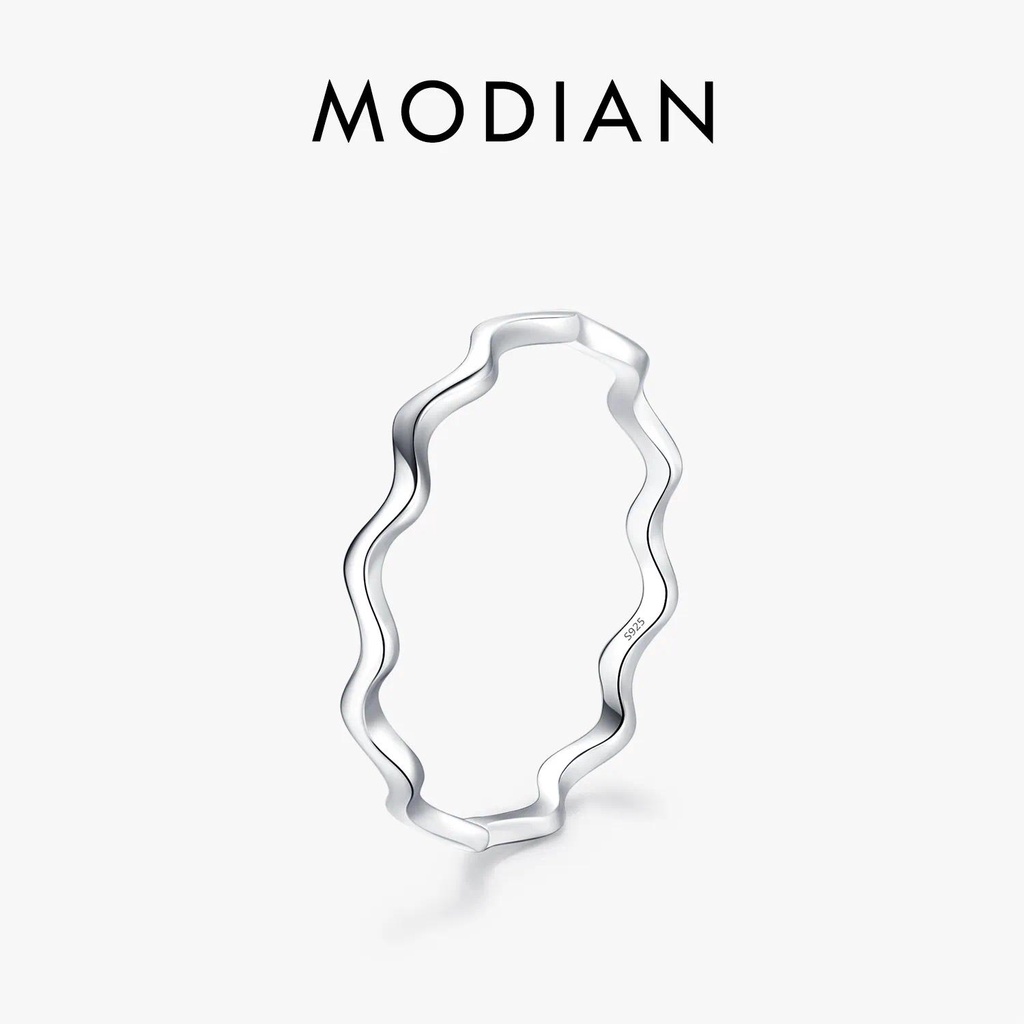 Modian แหวนเงินสเตอร์ลิง 925 รูปคลื่น เรียบง่าย ซ้อนกันได้ เครื่องประดับ สําหรับผู้หญิง ปาร์ตี้ ของขวัญ