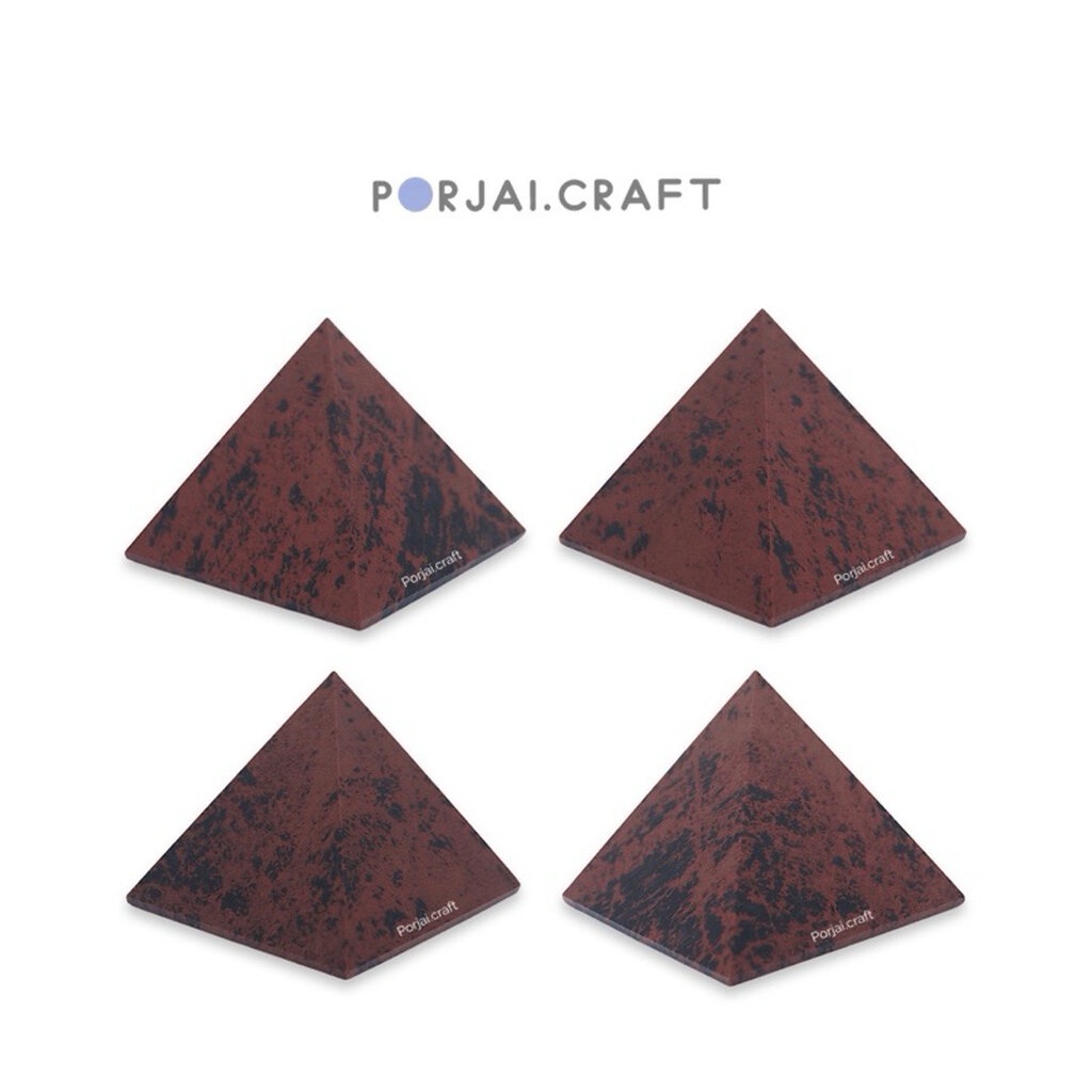 Mahogany Obsidian Pyramid พีระมิด มะฮอกกานี ออบซิเดียน 5.9x5.9cm