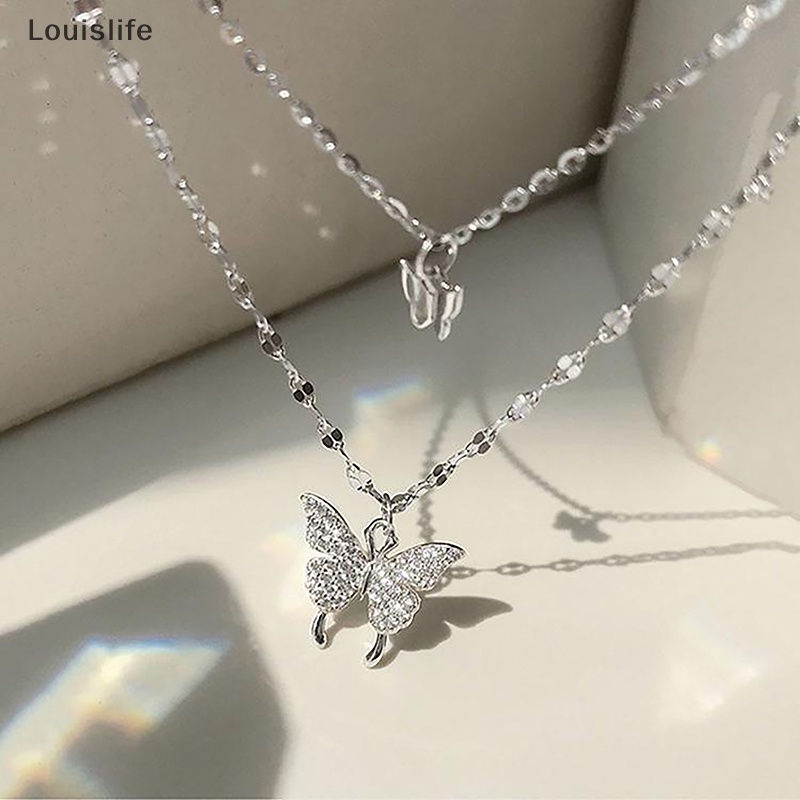 Louislife แฟชั่นสร้อยคอเงาสุภาพสตรีประณีต Double Layer Clavicle CHAIN Cool คอสําหรับเครื่องประดับผู้