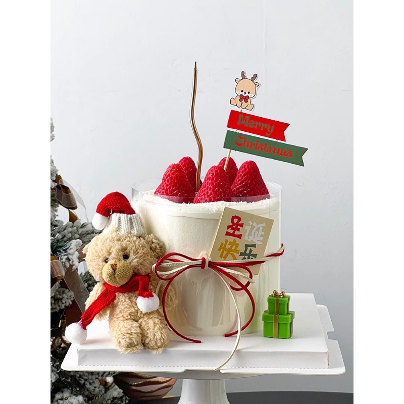 ผ้าพันคอ ผ้ากํามะหยี่ขนนิ่ม รูปหมีน้อยน่ารัก สีน้ําตาล สําหรับตกแต่งเค้กวันเกิด คริสต์มาส