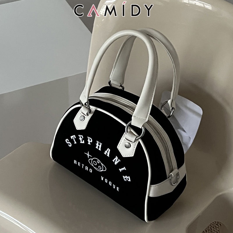 Camidy กระเป๋าสะพายไหล่ กระเป๋าเบสบอล แบบพกพา สไตล์อเมริกันย้อนยุค ไฮเอนด์ สําหรับผู้หญิงวัยกลางคน