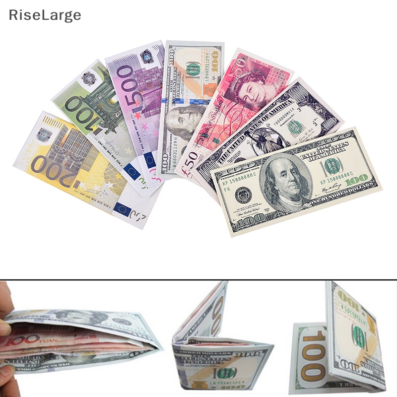 [RiseLarge] ใหม่ กระเป๋าสตางค์ ใบใหญ่ เก๋ไก๋ สกุลเงิน ธนบัตร ลายปอนด์ ดอลลาร์ ยูโร สําหรับผู้ชาย ผู้หญิง