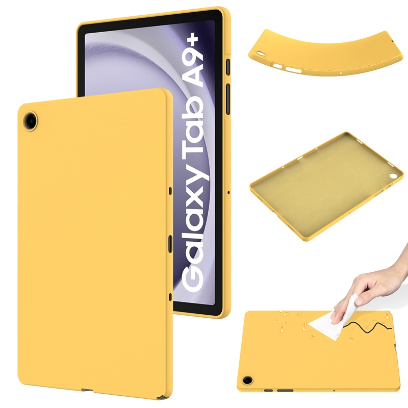 สําหรับ Samsung Galaxy Tab A9, A9 Plus เคส ELVEV นิ่ม พรีเมี่ยม ซิลิโคนเหลว บางเฉียบ พร้อม Flocking ภายใน