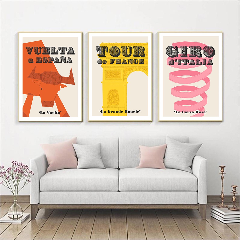 Grand Tour โปสเตอร์ภาพวาดผ้าใบ ลาย Tour de France Giro สไตล์โมเดิร์น เรโทร สําหรับติดตกแต่งผนังบ้าน ยิม ห้องเด็กผู้ชาย