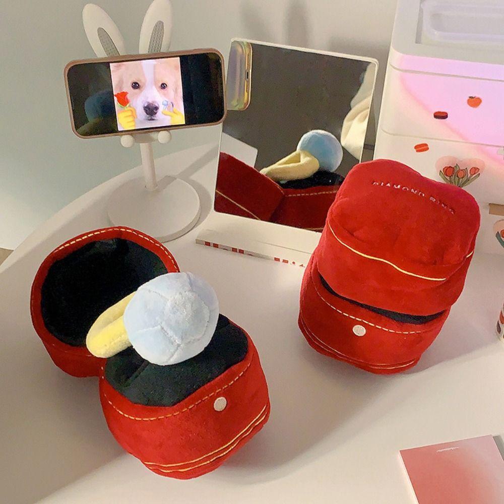 Jsjjingp เพชรใหญ่ชุดแหวนตุ๊กตาของเล่น, PP Cotton Plush Creative แหวนกล่องของเล่นตุ๊กตา,น่ารักเพชรใหญ่จําลองตุ๊กตา Plush Love แหวนเพชรของเล่นสนุกเด็กสาว