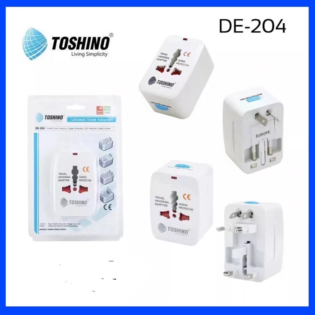 Toshino ปลั๊กแปลงขา Travel Adapter Universal 4 in 1 รุ่น DE-204 ปลั๊กเดินทางทั่วโลก