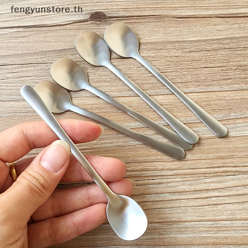 Yunstore ช้อนสเตนเลส ทรงกลม แบบหนา สไตล์เกาหลี สําหรับผสมชา กาแฟ ขนมหวาน ของหวาน ผสม เครื่องปรุง TH