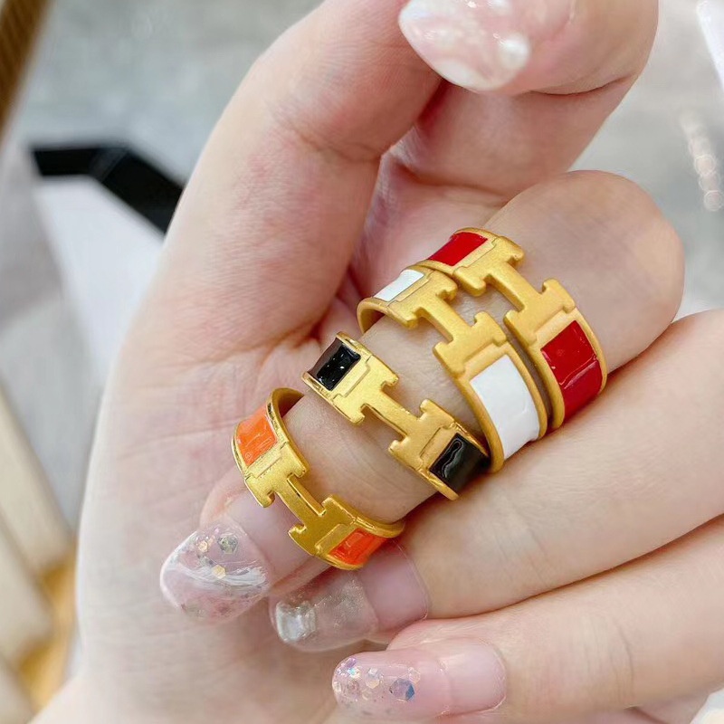 แหวนแฟชั่น ชุบทอง 3D เคลือบสีแดง สีเหลือง สีทอง สําหรับผู้หญิง