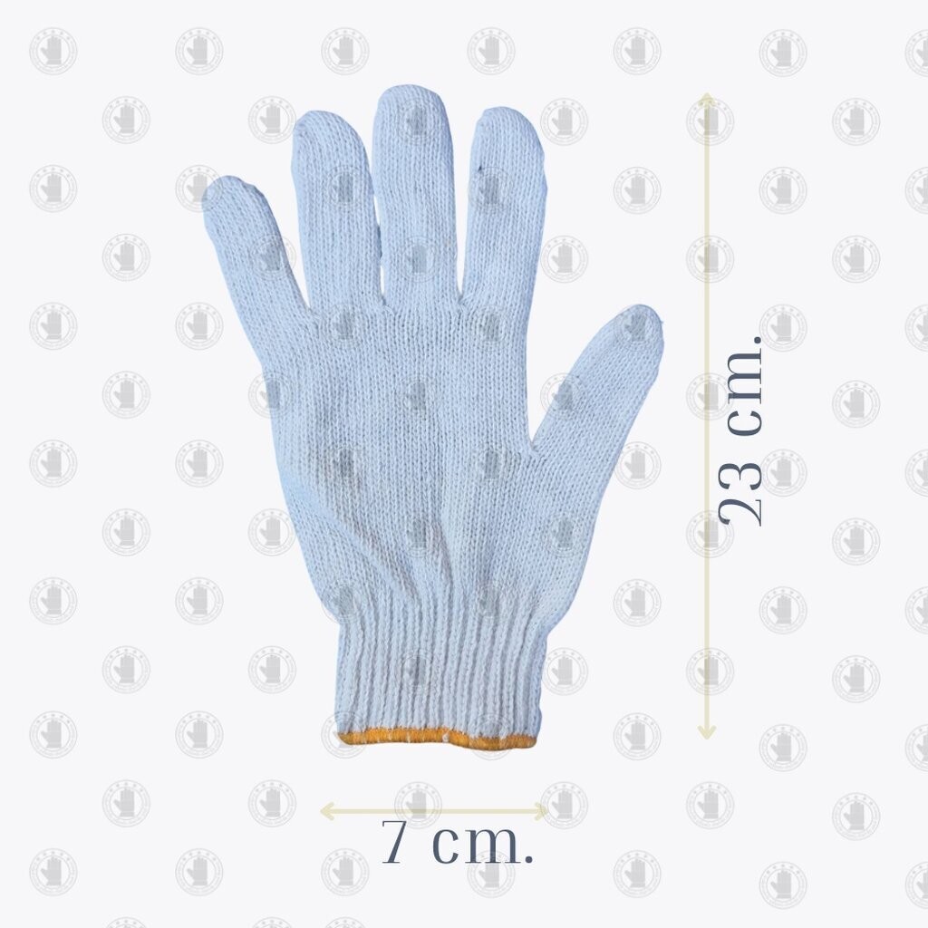 ถุงมือผ้า น้ำหนัก 7 ขีดสีขาวขอบส้ม รุ่น ZW0710(10 โหล) ราคาถูก สำหรับงานช่าง ทอจากผ้าฝ้าย - รูปที่ 3
