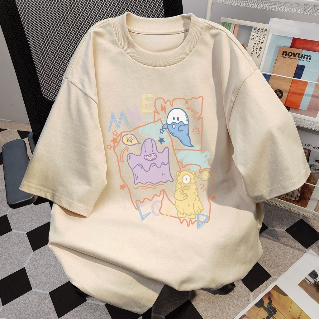 🚚【จัดส่งจากประเทศไทย】เสื้อยืดพิมพ์ลายสไตล์วิทยาลัยย้อนยุคสไตล์อเมริกัน คอกลม ผ้าเนื้อนุ่ม สวมใส่สบาย