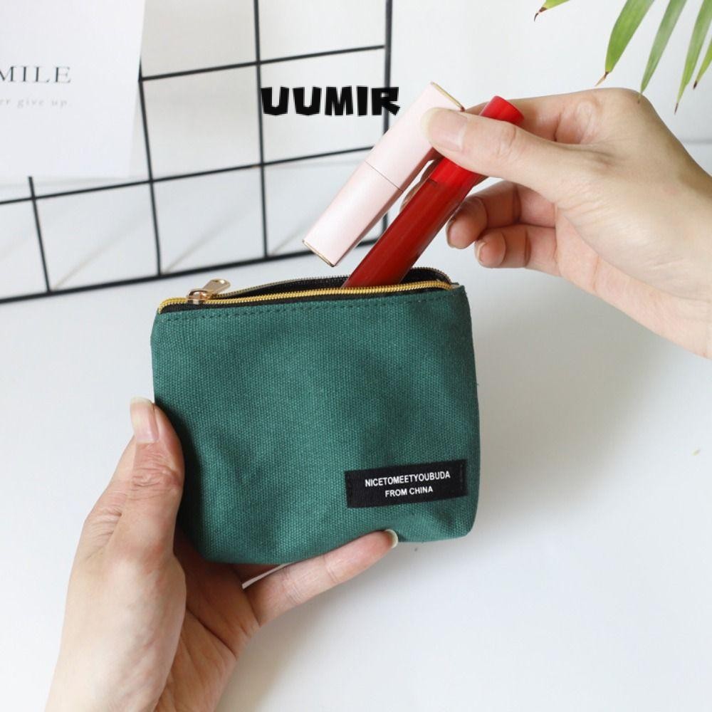 Uumir กระเป๋าลิปสติก, กระเป๋าใส่เหรียญสีทึบผ้าแคนวาส, กระเป๋าผ้าอนามัยขนาดเล็กสาว