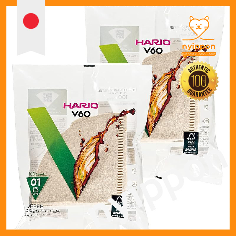 HARIO V60 Paper Filter 01M for 1-2 cups, 200 sheets, Misarashi VCF-01-100M