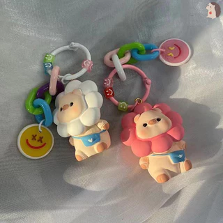 การ์ตูนสร้างสรรค์ดอกทานตะวันหมูพวงกุญแจกระเป๋าเป้สะพายหลังจี้ตกแต่งเรซิ่นพวงกุญแจของขวัญสร้างสรรค์ TH