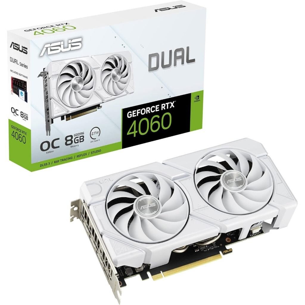 ASUS Dual GeForce RTX 4060 EVO White OC Edition 8GB GDDR6 (DUAL-RTX4060-O8G-EVO-WHITE)