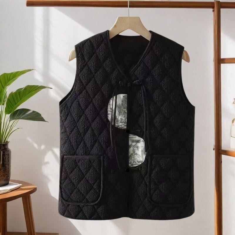 Pdd// 2024 National Style Niche v คอน้ําหนักเบาผ้าฝ้ายเบาะเสื้อกั๊ก WH250210