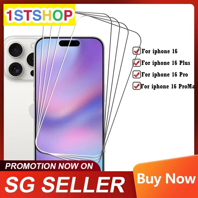กระจกนิรภัยใสแบบเต็มเข้ากันได้กับ iPhone 16 / iPhone 16 Plus / iPhone 16 Pro / iPhone 16 Pro Max