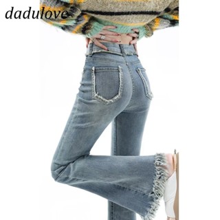 DaDulove💕 New American Ins High Street Raw Edge Micro Flared Jeans Niche High Waist Wide Leg Pants Large Size Trousers