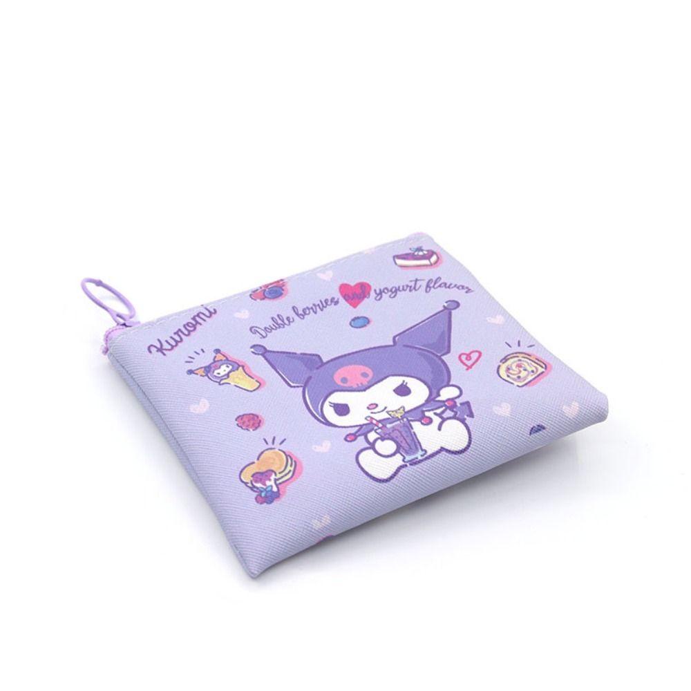 Tonfashion กระเป๋าใส่เหรียญ, กระเป๋าใส่พวงกุญแจ แบบพกพา Kawaii, กระเป๋าแต่งหน้า ขนาดเล็ก Cinnamoroll Kuromi กระเป๋าเก็บหูฟังผู้หญิง