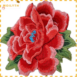 Moilyth แผ่นผ้าโพลีเอสเตอร์ ปักลายดอกกุหลาบ สีแดง 5.9x5.1 นิ้ว สําหรับผู้หญิง 4 ชิ้น