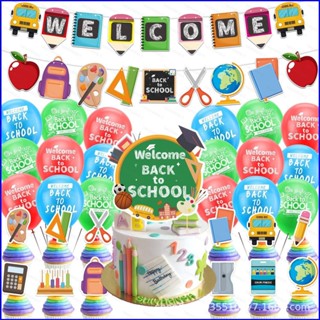 Yt1 ป้ายแบนเนอร์ ลาย Welcome Back to school Theme สําหรับตกแต่งเค้กวันเกิดเด็ก TY1