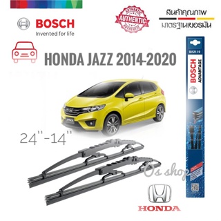 ใบปัดน้ำฝน ซิลิโคน ตรงรุ่น Honda Jazz 2014-2020 Gk ไซส์ 24-14  ยี่ห้อ BOSCH ของแท้ จำนวน 1 คู่**ครบจบในร้านเดียว**