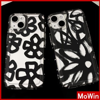 Mowin - เข้ากันได้สำหรับ เคสไอโฟน เคสไอโฟน11 เคส iphone 11 กรณีกรอบรูปถุงลมนิรภัย TPU โปร่งใสกันกระแทกป้องกันภาพวาดหมึกดอกไม้ใช้งานร่วมกับ iPhone 13 PRO MAX 12 PRO MAX 11 XR XS 7 8 PLUS