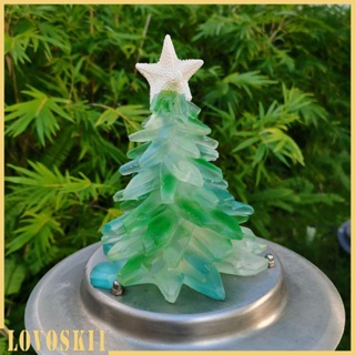 [Lovoski1] ฟิกเกอร์เรซิ่น รูปต้นคริสต์มาส สีเขียว สําหรับตกแต่งบ้าน