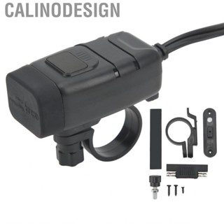 Calinodesign Electric Bicycle USB  Motorcycle Dual Square Phone Fast Charge Adapter With Voltmeter  12v