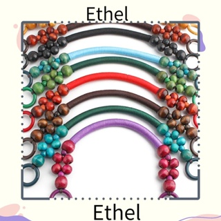 Ethel1 สายเชือกไนล่อนถัก ประดับลูกปัดไม้ สไตล์เรโทร แบบเปลี่ยน สําหรับกระเป๋าถือ กระเป๋าสะพายไหล่ DIY