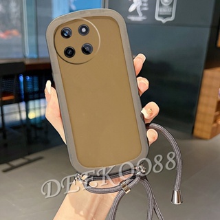 เคสโทรศัพท์มือถือนิ่ม กันตก พร้อมสายคล้องคอ สีพื้น เรียบง่าย สําหรับ Realme11 RealmeC51 Realme 11 C51 NFC 4G 5G 2023