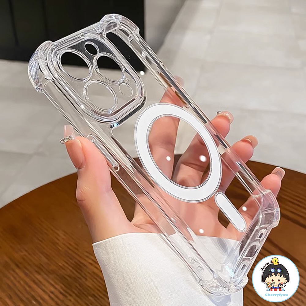 Simple Crystal Clear ไร้สายชาร์จเคสโทรศัพท์สําหรับ IPhone 17 Air 16 15 14 13 12 11 Pro Max Full View กันกระแทก Soft TPU ฝาหลัง