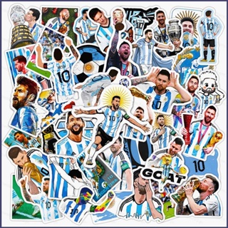 Ye สติกเกอร์ ลายฟุตบอล Messi Football Argentina World cup กันน้ํา สําหรับตกแต่งสมุดโน้ต สเก็ตบอร์ด ถ้วยน้ํา 50 ชิ้น ต่อชุด