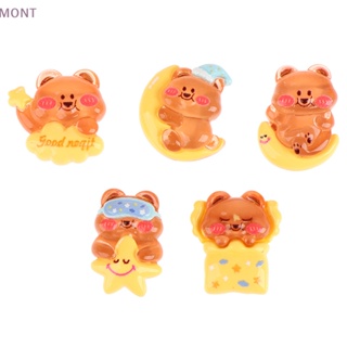 [MONT] โบว์เรซิ่นใส รูปการ์ตูนหมีน่ารัก สําหรับตกแต่งโทรศัพท์มือถือ DIY 5 ชิ้น