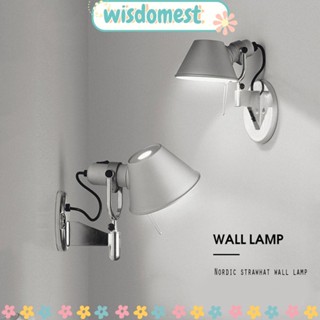 Wisdomest โคมไฟติดผนัง หมุนได้ สีดํา ทอง สําหรับห้องนั่งเล่น